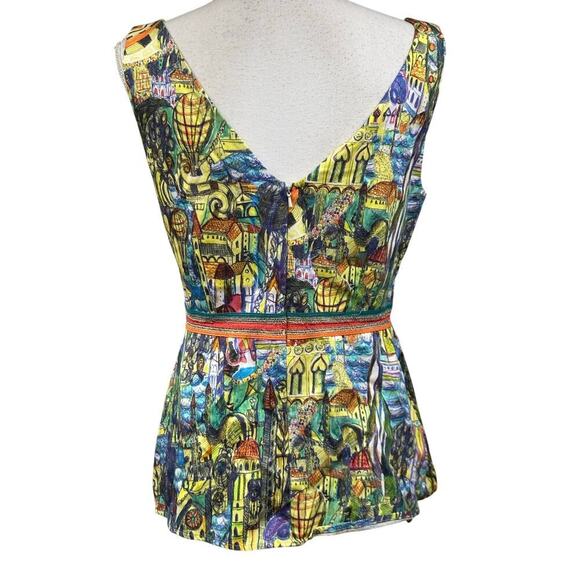 Weston blue/tan top, medium, whimsical, artisan, eclectic, colorful, maximalist - Picture 3 of 7